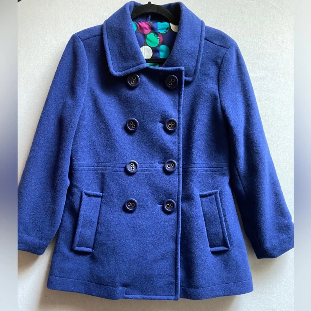 Aero Purple Wool Blend Double Breasted Button Pea Coat Size Large